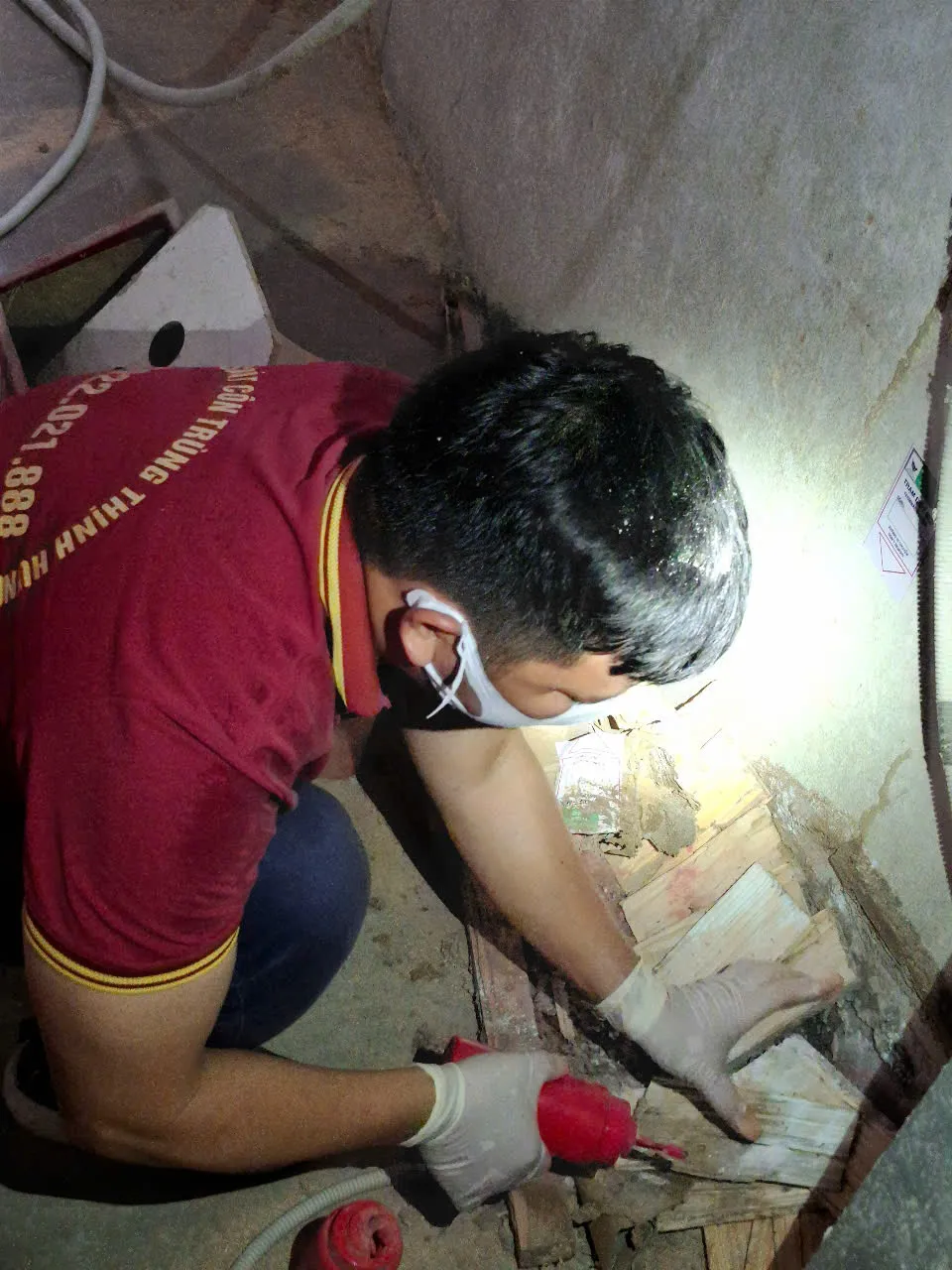 Rắc thuốc bột lan truyền PMC 90DP diệt mối tận gốc
